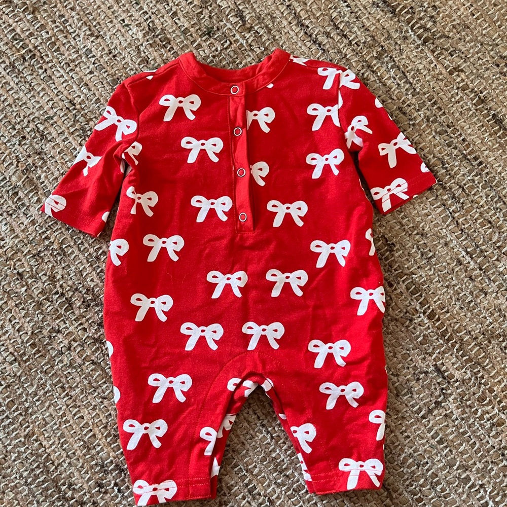 Red Baby Onesie with White Bows